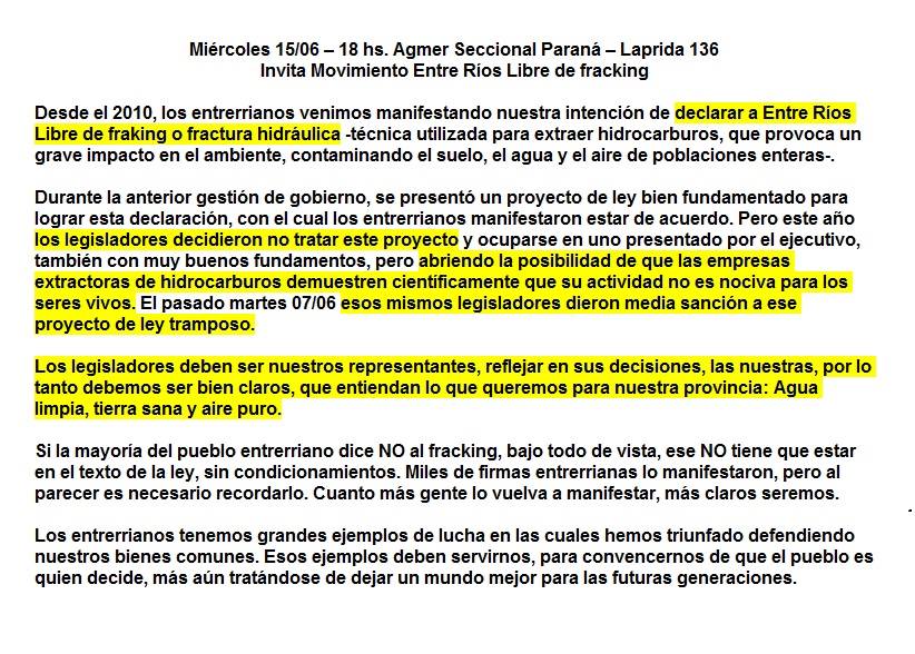 entre rios libre de fracking